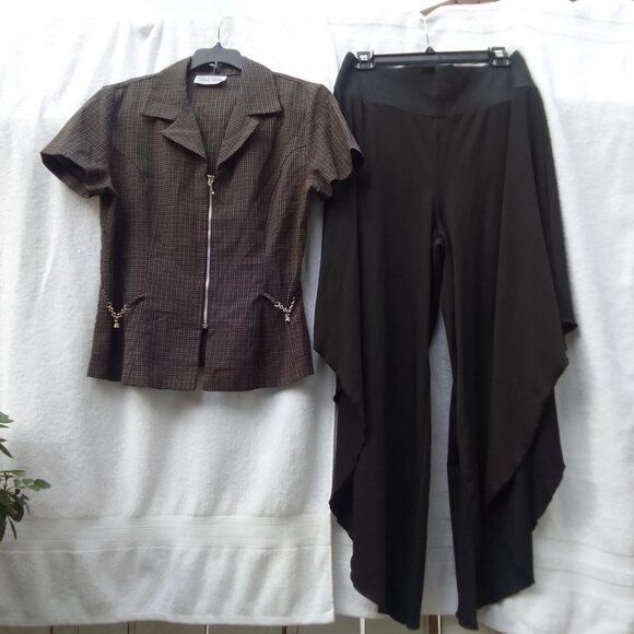 Bundle matching sunglass&ShaSha crop jacket w wide-leg pant skirt set, brand new - Picture 7 of 7